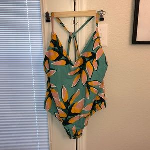 Turquoise floral bathing suit from target